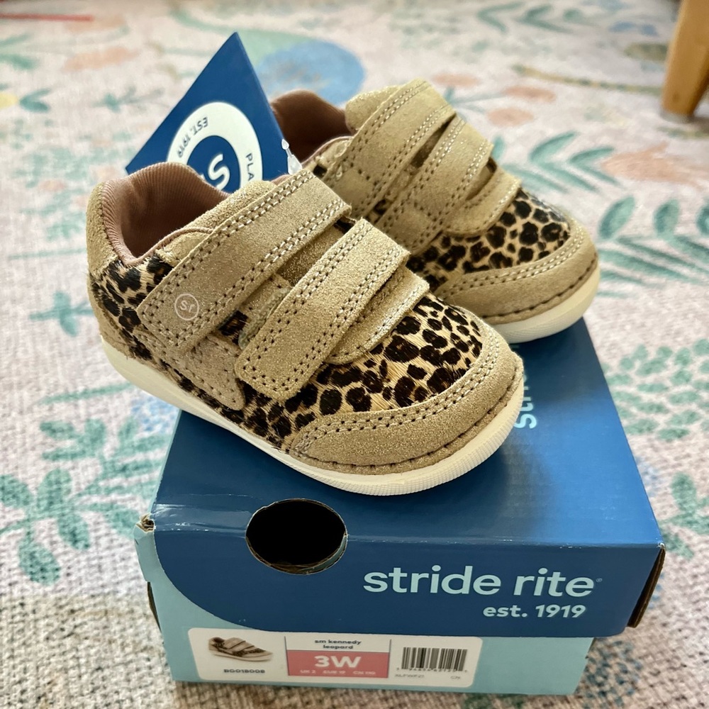 Stride Rite Toddler Leopard Print Tan and Brown Sneakers